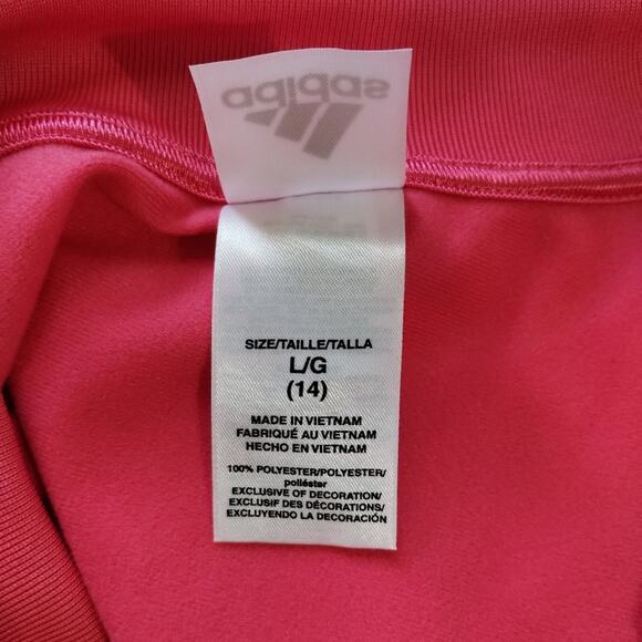O Adidas Girls Pink Linear Logo Tricot Full Zip Athletic Track Jacket NWT L 14 - Picture 8 of 8